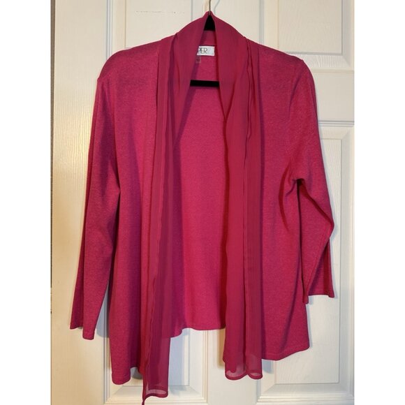 Kasper Cardigan Jacket L Large Pink Lightweight Ruffled - Picture 15 of 15
